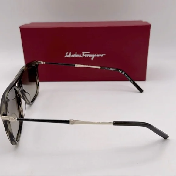 Salvatore Ferragamo SF966S Square Aviator Sunglasses Tortoise Made in Italy - Picture 5 of 10